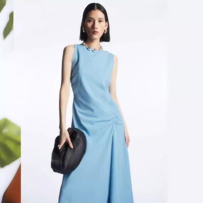 CO*S Gonna Lunga Irregolare Senza Maniche da Donna Retro - Abito Pieghettato Aderente Primavera/Estate 2025