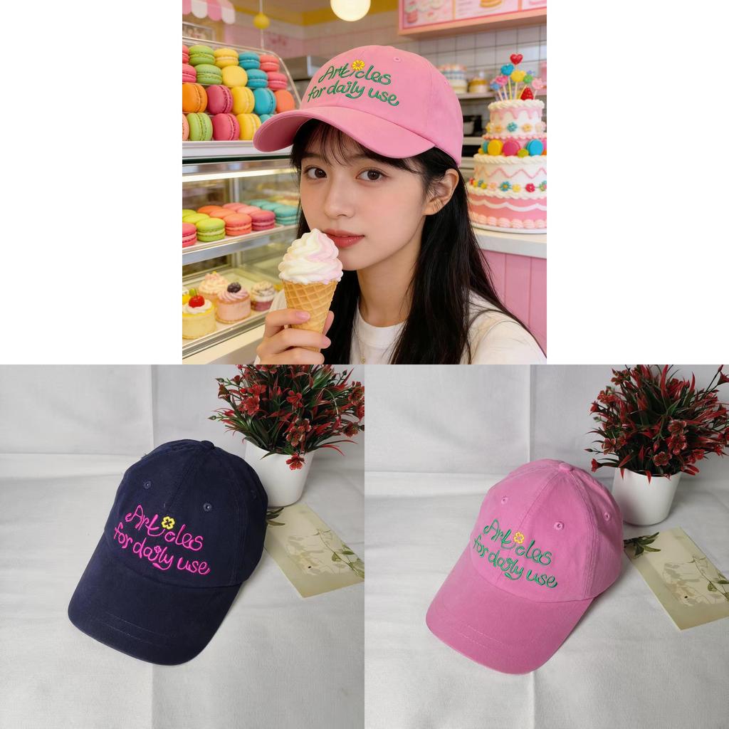Unisex Art Flower Baseball Hat With Embroidered Text And Adjustable Fit For Daily Fashion