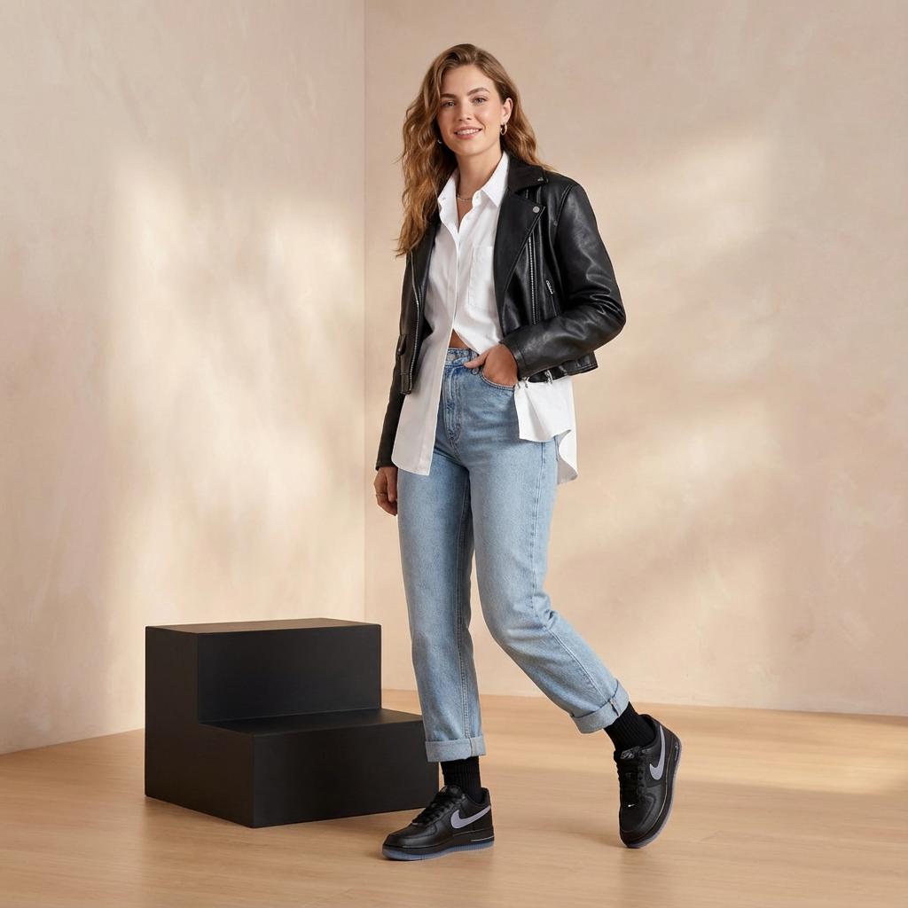 Nike Air Force 1 Comfortable Versatile Durable Breathable Low-Top Sneakers Women Sneakers Black IM6027010