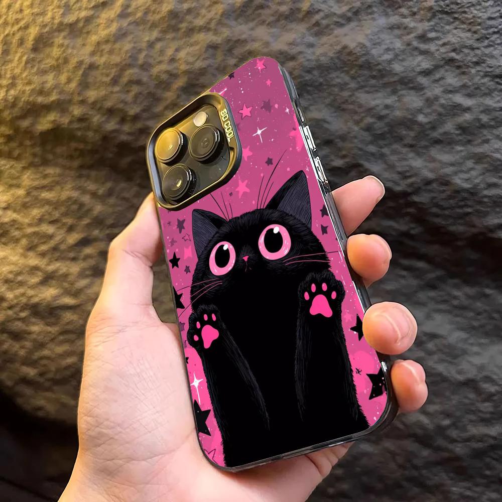 Black Cat Pattern Phone Case Case for iPhone17 16 15 14 13 12 11 Pro/ Max/Plus Shock-proof Rear Cover Anti-fingerprint