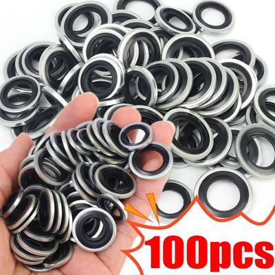 M12/M14 Car Oil Pan Drain Gasket Drainage Bolt Pad Rubber Oil Drain Plug Gasket Washer Seal Set Galvanised Combination Gasket