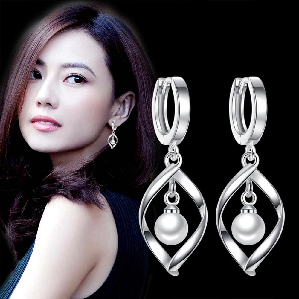 Chinese Style Pearl Twist Love Earrings: Long, Cute, Influencer-Inspired Dangle Jewelry
