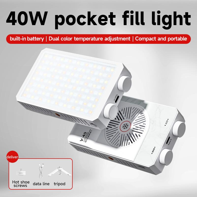 40W LED Camera Light 2800K-9000K Handheld Fill Light 4400mAh Rechargeable Photography Lighting for Photography