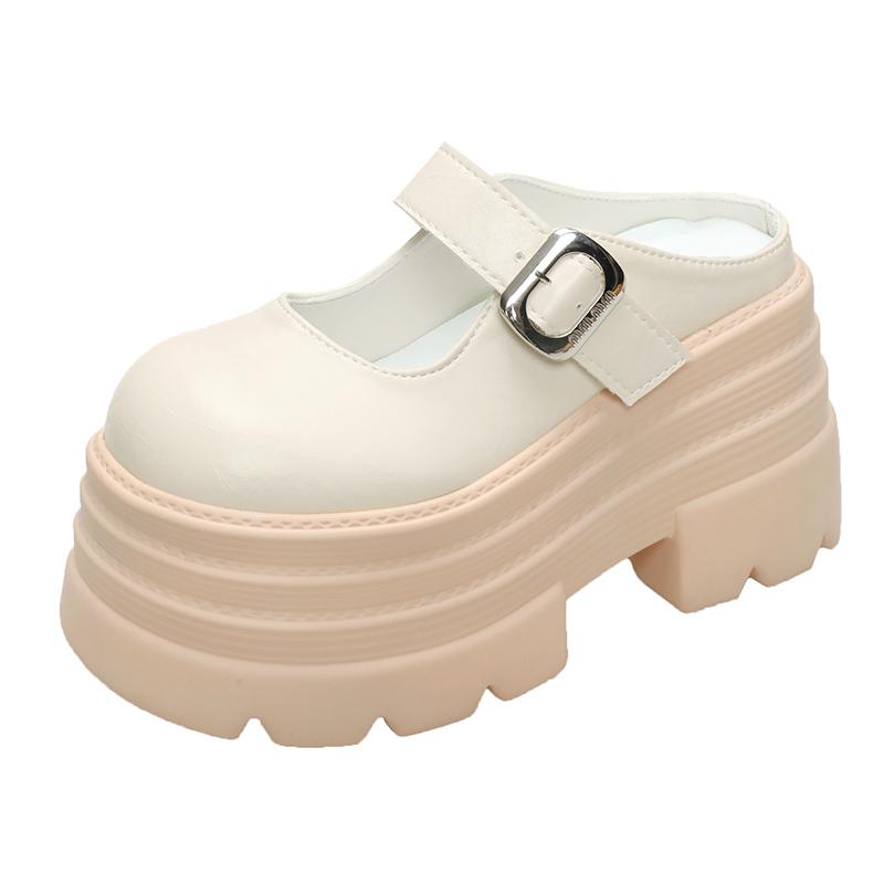 Fashion 10cm Pu Leather Platform Wedge Flats Summer Autumn Breathable Slip On Pumps Spring Synthetic Mary Jane High Brand Shoes