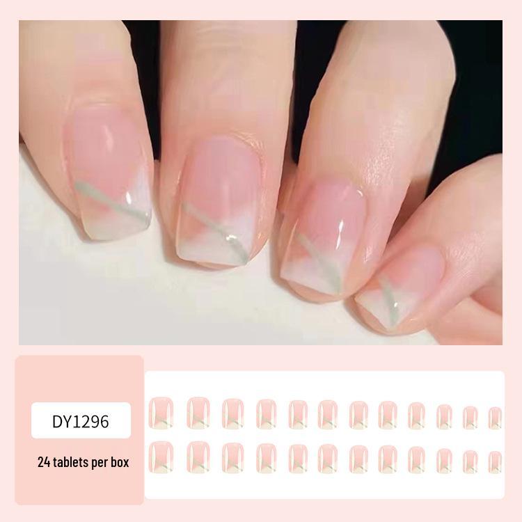 Spring & Summer Short Style White Nail Tip Stickers - Finished Product