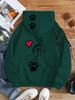 Healing People and Dogs Holding Hands Love Paw Prints Back Hat Top Printing Hooded Sweater Loose Shoulder Same for Men and Women
