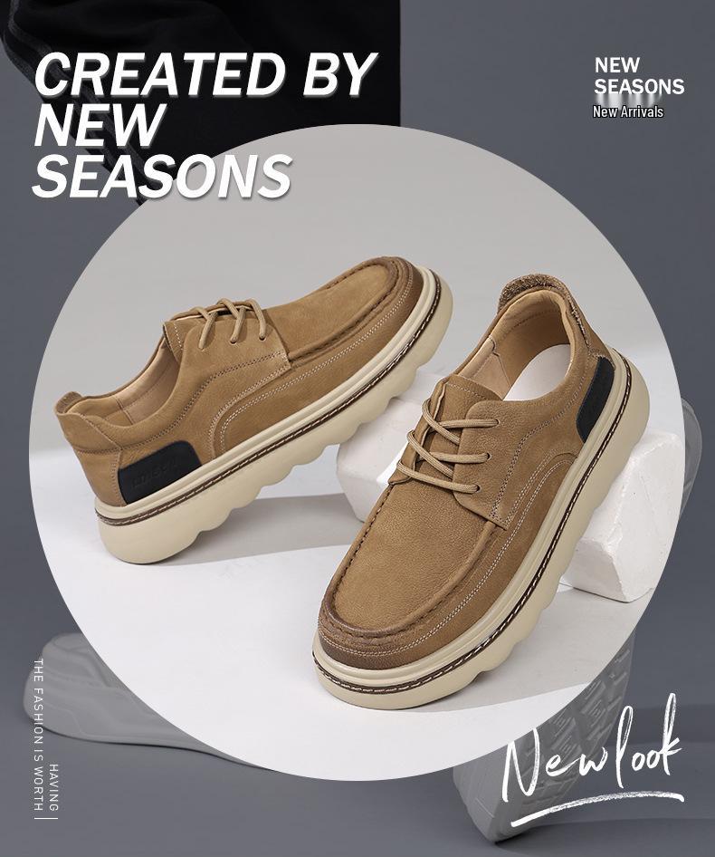 Men's Retro Genuine Leather Thick Sole Casual Shoes - 2025 Autumn Collection