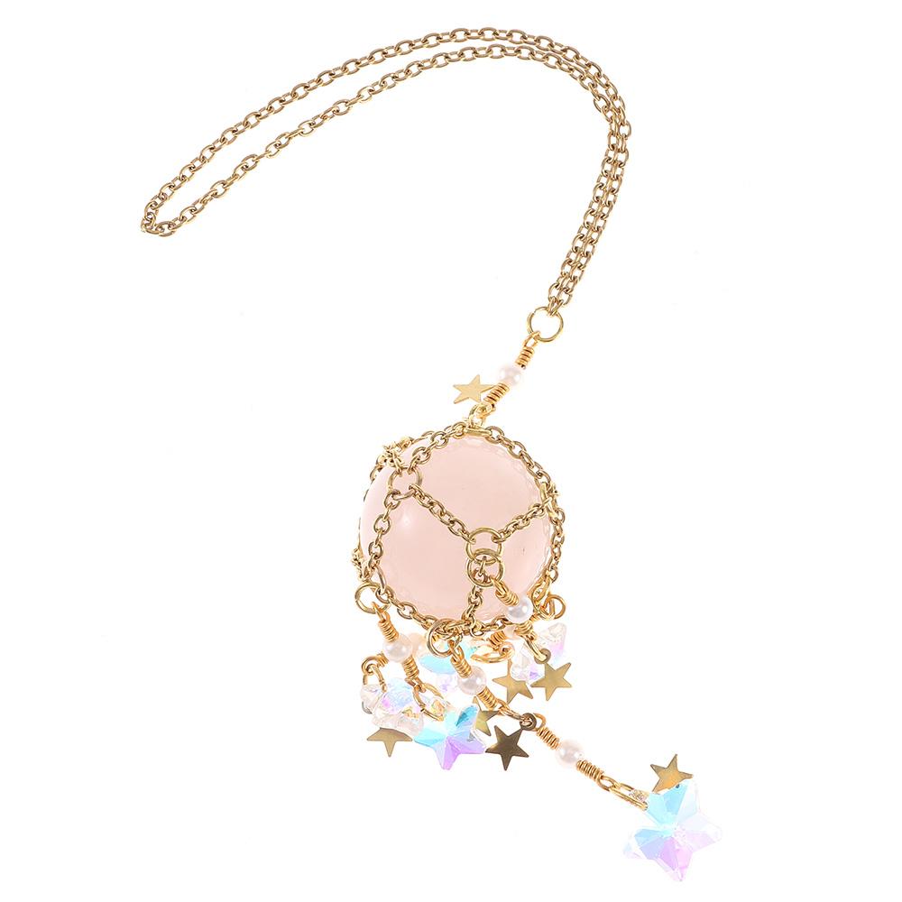 

Натуральный целебный кристалл SunCatcher Розовый кристалл Оригинальный каменный автомобиль Подвесной орнамент Автомобиль