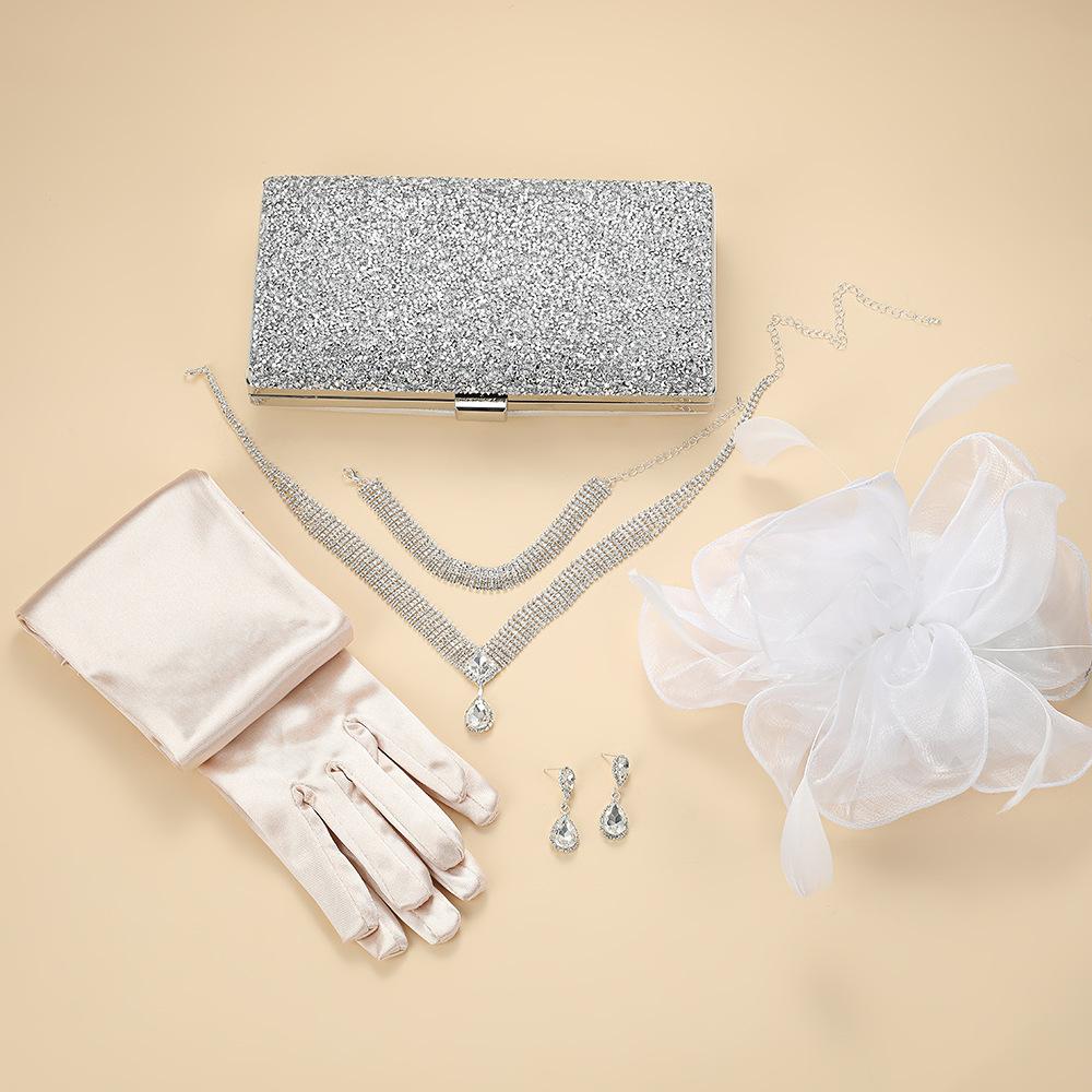 Crystal Rhinestone Bridal Jewelry Set: Necklace , Earrings , Bracelet & Accessory for Wedding Evening Party