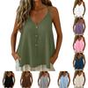 Damen Spaghetti-Träger Leinen Tanktop Leicht Locker V-Ausschnitt Ärmellose Bluse