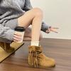 Retro fringed Martin boots women's 2025 autumn new fashionable versatile flat-bottomed sports and leisure lightweight breathable short boots