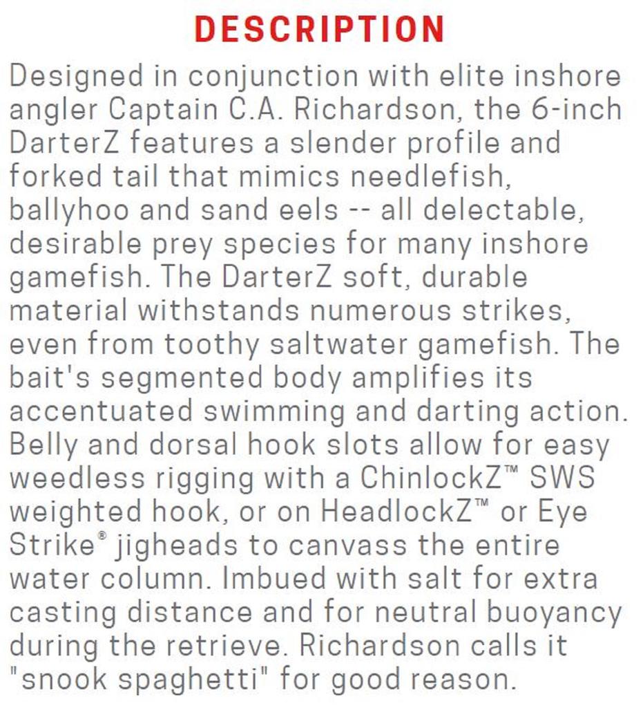 Zman Soft Lure DarterZ 6 Inch 5/Pack Smelt (1454)