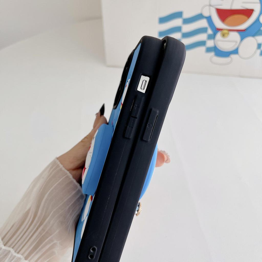 Doraemon 3D Silicone Case for Apple 15 Pro Max - Cartoon Protective Cover with Stand