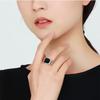 Classic Simple Black Square Opening Rings for Men Women Unisex Personality Sliver Color Stainless Steel Jewelry Accessories Gift