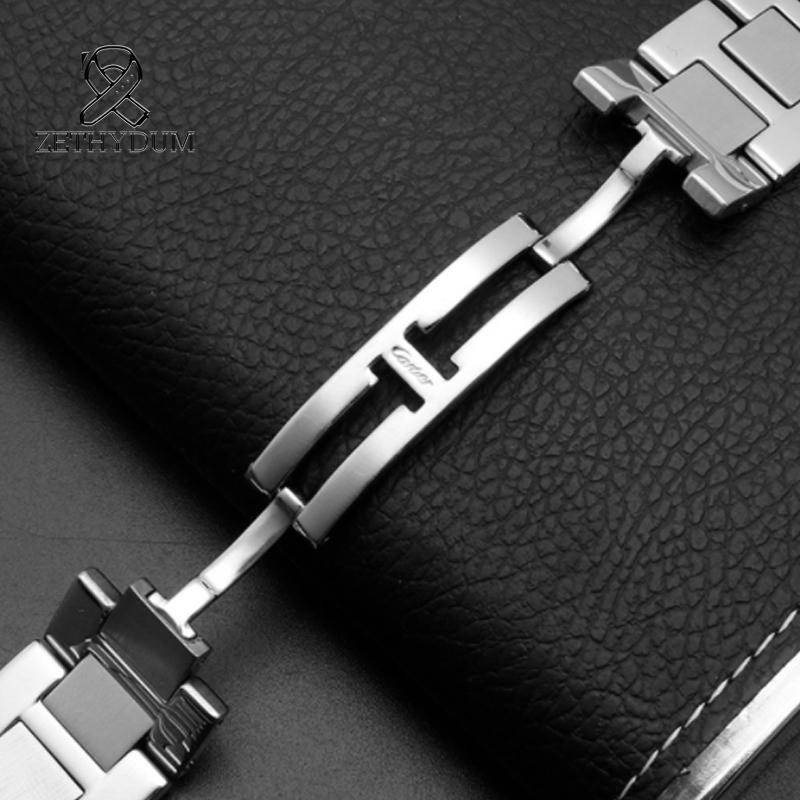 Armband Für Cartier TANk SOLO Serie Originalversion Solide Feinstahl-Uhrenketten-Zubehör Flache Schnittstelle 16 17,5 20 22mm