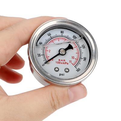 Tester Monitoring System Oil Press Gauge Liquid for Auto Fuel Pressure Gauge Meter Liquid 0-160 Psi 1/8 NPT Universal