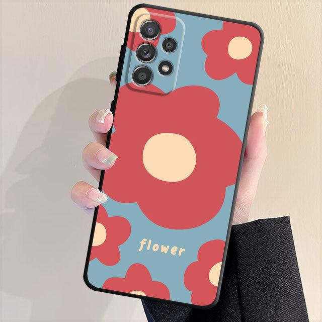Czarny miękki futerał na telefon do Samsung Galaxy A13 A22 A72 A23 A33 A53 A32 A21s A71 A31 A51 A52 kolorowe kwiaty Capa Shell Cover