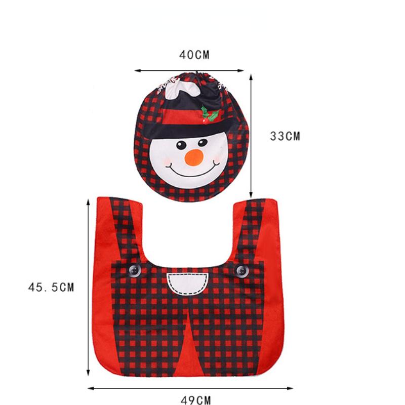 2ks vzor Santa Clause Potah na záchodové sedátko Koupelna Červená podložka do koupele Sada obrysových koberců Vánoční dekorace pro domácnost