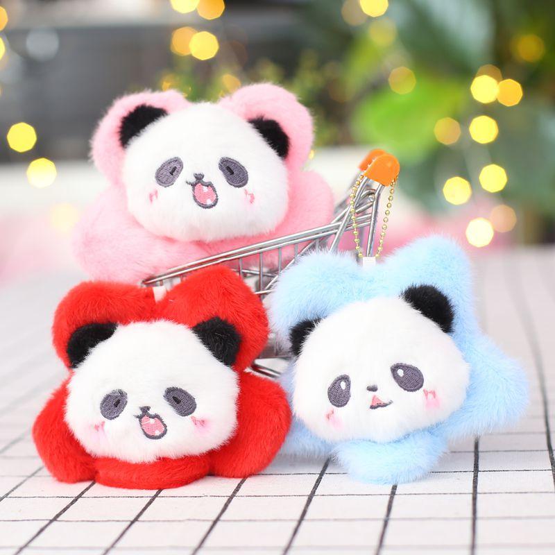 Cute Sunflower Panda Pendant Plush Toy Doll Giant Panda Bag Hanging Keychain