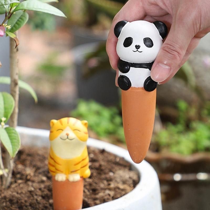 4Pcs/set Terracotta Watering Spikes Automatic Plant Water Devices Continuous Slow Release Plant Watering Globes