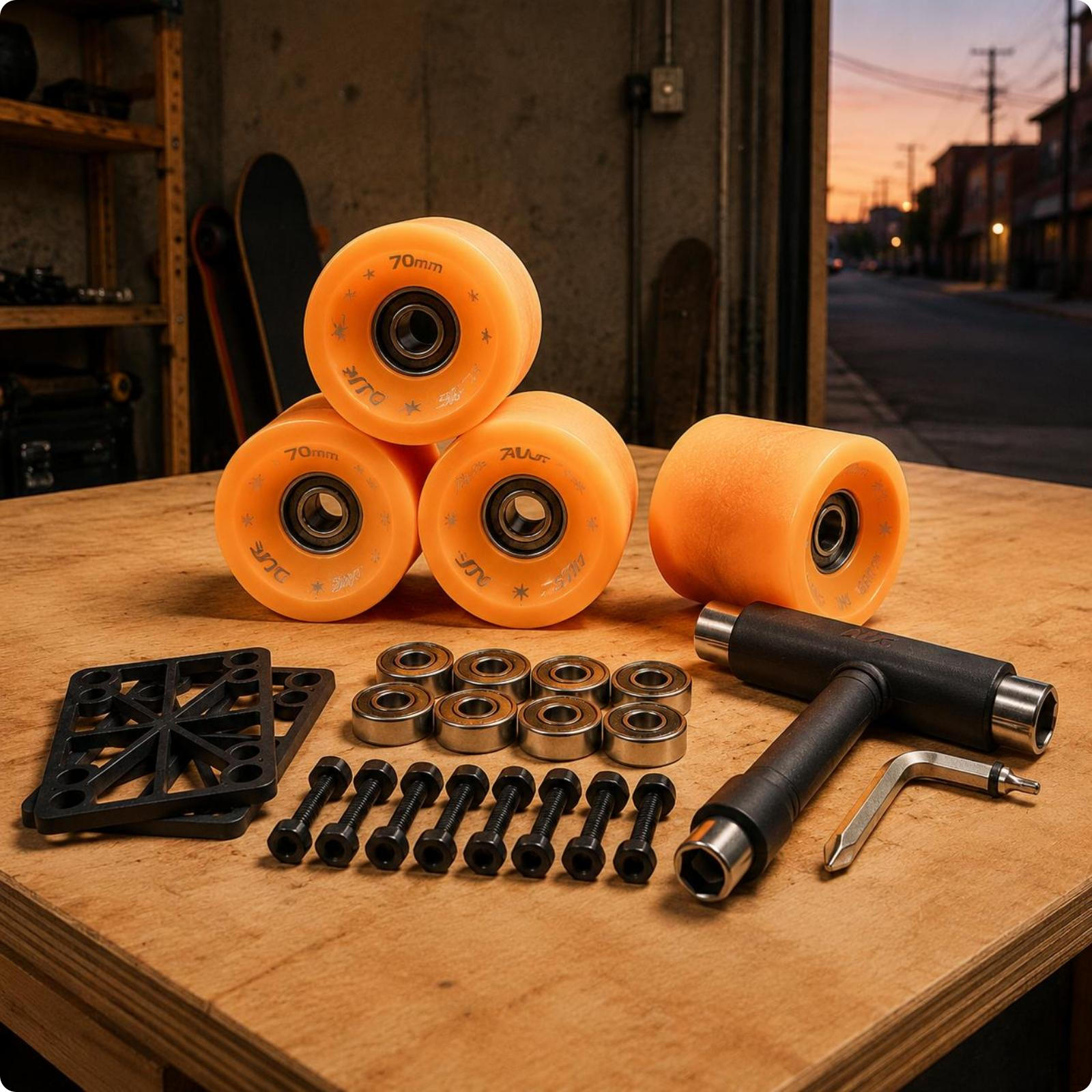 Longboard Wheel Set Responsive Spring Skateboard Wheels and Bearings Wear Resistant Orange Street Wheel SET