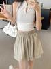 Apricot Ice Silk Women's High-Waist Casual Mid-Length Wide Leg Sports Shorts - Summer 2025