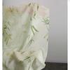 Chinese-style Light Green Checkered Watercolor Bamboo Leaf Fabric Printed Dyed Shirt Skirt Designer Fabrics for Sew Material