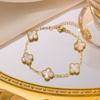 Light Luxury Double-Sided Four-Leaf Clover Bracelet Women Lucky Flowers Hand Jewelry Titanium Steel Simple Fashion Temperament Bracelet