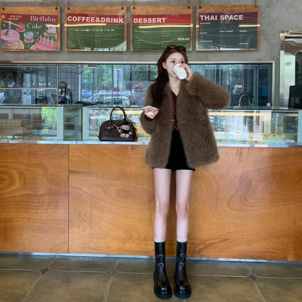 Belt Buckle Boots Leather Thick-Soled Martin Boots Women'S Wide Tube Thick Heel Skinny Knight Boots Long Boots