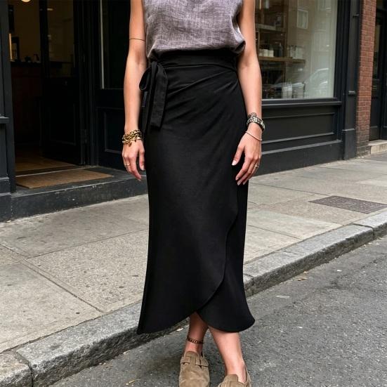 Women Skirt, High Waist Large Hem Midi Skirt, Irregular Split Slimming Skirt for Work Leisure Daily Wear Beach Travel Parties