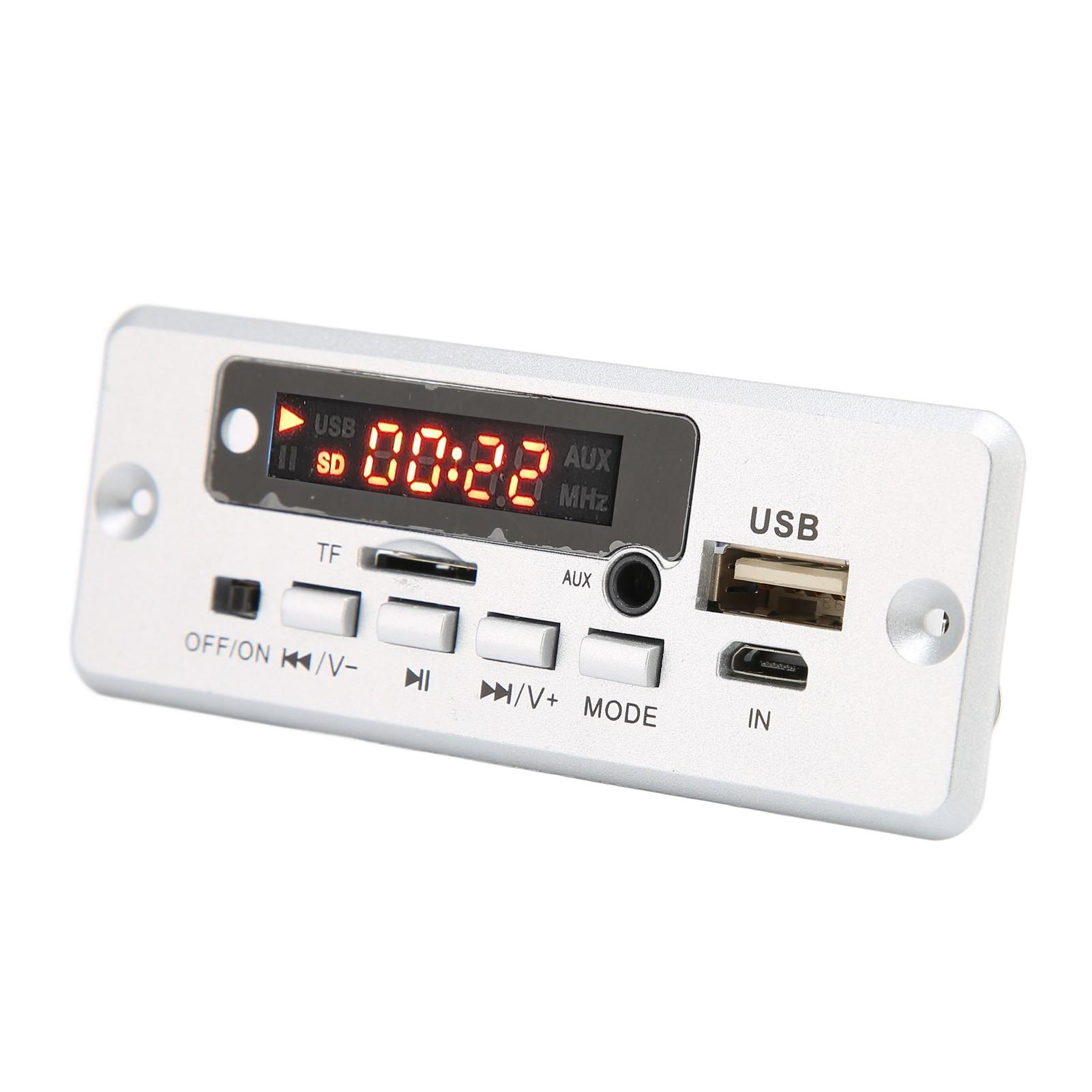 Плата декодера 12 В 02EA MP3-декодера с портом AUX в USB, поддержка карт памяти и U DiskBlack серебряный