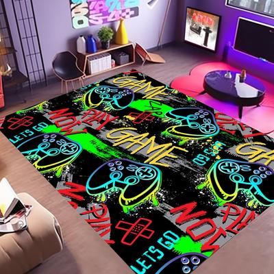 Gamer Rug for Boys Room Non-Slip Gaming Carpet Cool Graffiti Gaming Carpet for Bedroom Living Room Game Room Rug Decor Floor Mat
