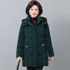 Women's Winter Thickened Jackets Down Cotton Parkas Hooded Quilted Long Pockets Coat Middle Aged Female Overcoat