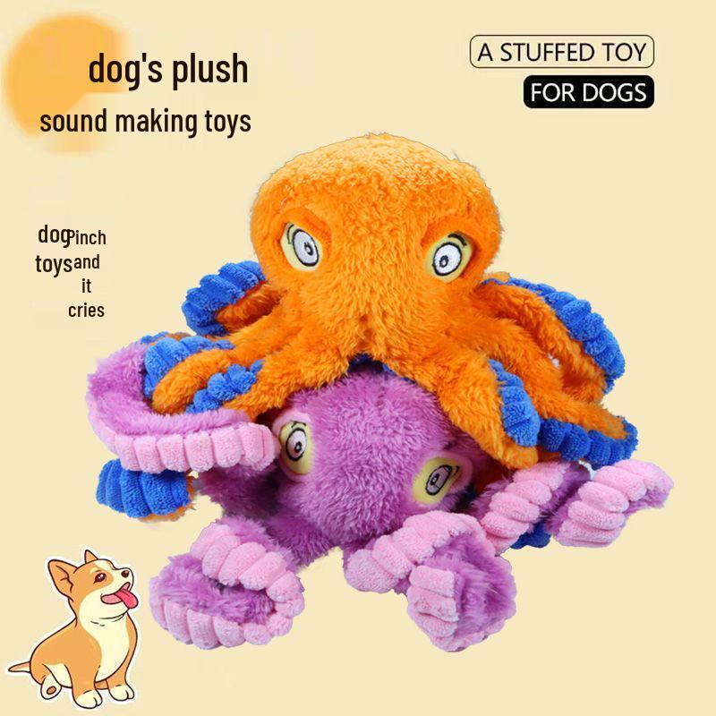 

Small Dog Interactive Octopus Tug Toy - Plush Puppy Self-Play Doll Brown Octopus