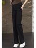 High-Waist Soft Denim Straight-Leg Cigarette Pants for Women - 2025 Autumn/Winter Collection with Plus Velvet Option