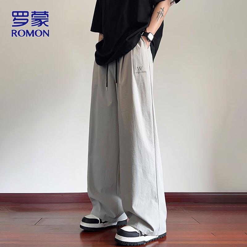 ROMON Men s Summer Ice Silk Straight Leg Cargo Pants XL