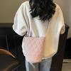 Korean Style Versatile Women Crossbody Bag Solid Color Adjustable Straps Cotton Clothing Bag Diamond Grid Tote Bag for Women