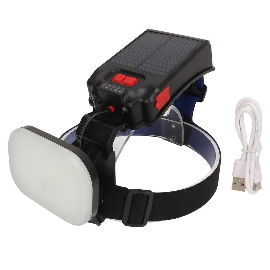 Fishing Headlamp IPX4 Waterproof USB Solar Powered 1200LM Ultra Bright LED 3 Lighting Modes Sensor