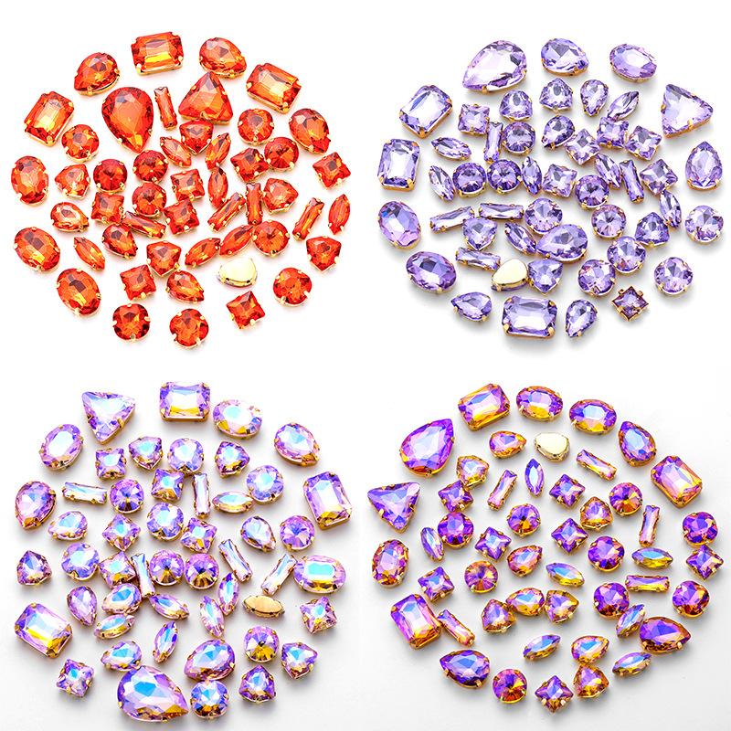 Mixed Claw Drill Glass Plated AB Crystal Sewing Drill Rhinestones Single Claw DIY Jewelry Accessories Wedding Clothing Accessories