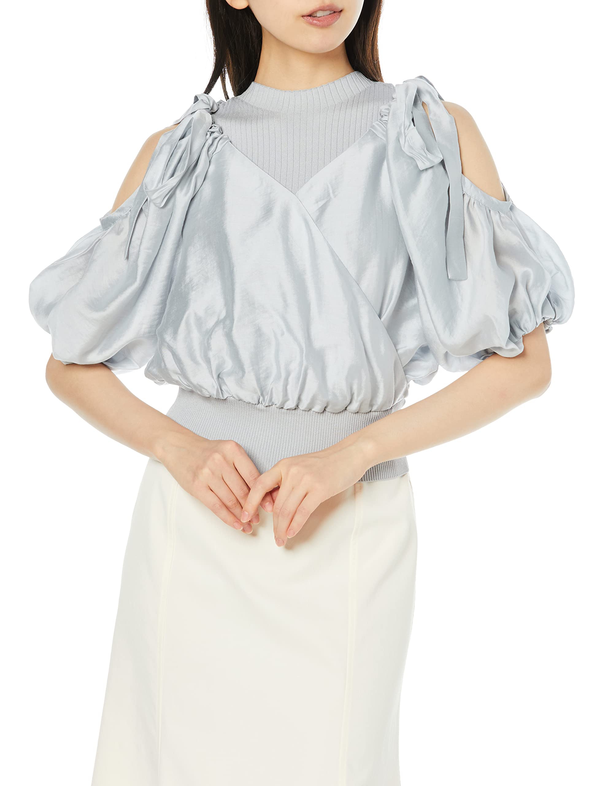 

Lily Brown Прозрачный трикотажный топ с многослойной отделкой LWNT222034 BLU F Женский синий