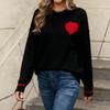 2025 Autumn-Winter Plus Size European American Women's Heart Round Neck Casual Knit Sweater