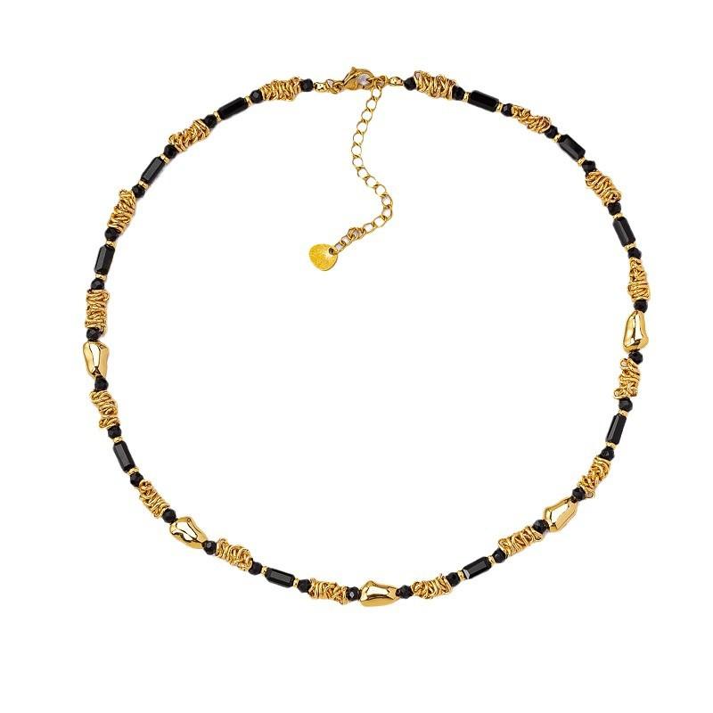 New Niche Coffee Splicing Necklace Women's High-end Light Luxury Neck Chain Exquisite Autumn and Winter Beaded Collarbone Chain