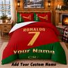 Cristiano Ronaldo Pattern Bedding 3Pcs Set Custom Name, Bed Sheet And Pillowcases For Home Bedroom