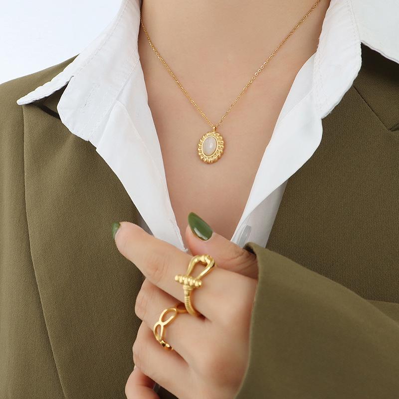 High-End Cat s Eye Pendant Necklace & Earring Set: European & American Style, Non-Fading Jewelry.