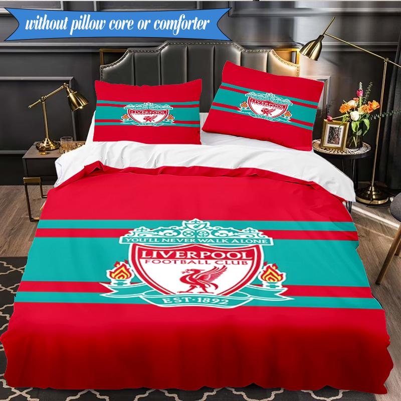 Liverpool Football Club 3 Pezzi Biancheria da Letto, Include 1 Federa per Piumone e 2 Federe Perfetta per Natale, Ideale per Camera da Letto, Dormitorio