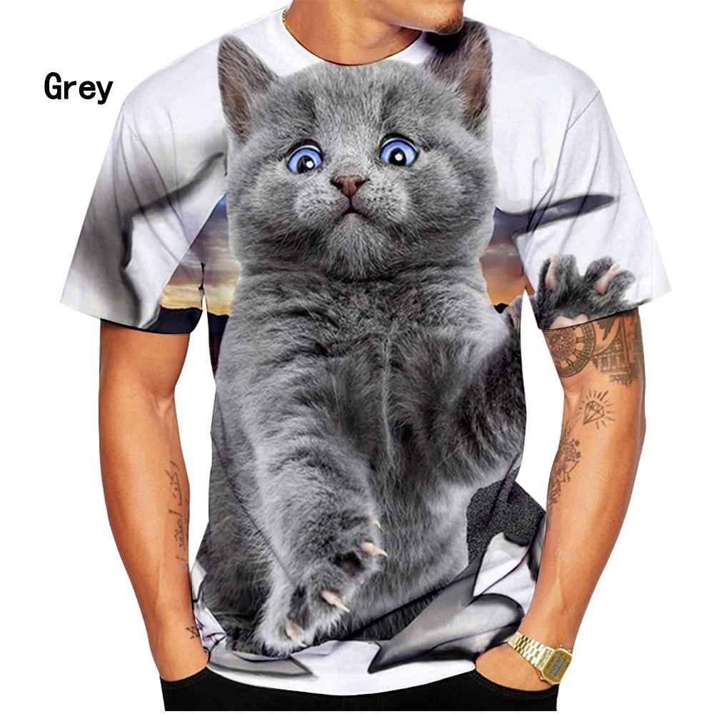 3D Cat Print Cool T-shirt Men's Fashion Casual Short Sleeve T-shirts