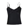 Summer 2023 Lace Trim V-Neck Stretchy Bodycon Camisole Tank Top for Women