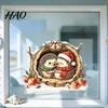 Waterproof Holiday Glass Decor Watercolor Christmas Hedgehog Static Window Cling, Cozy Tree Hole Winter Atmosphere Scenes Sticker, No?Glue