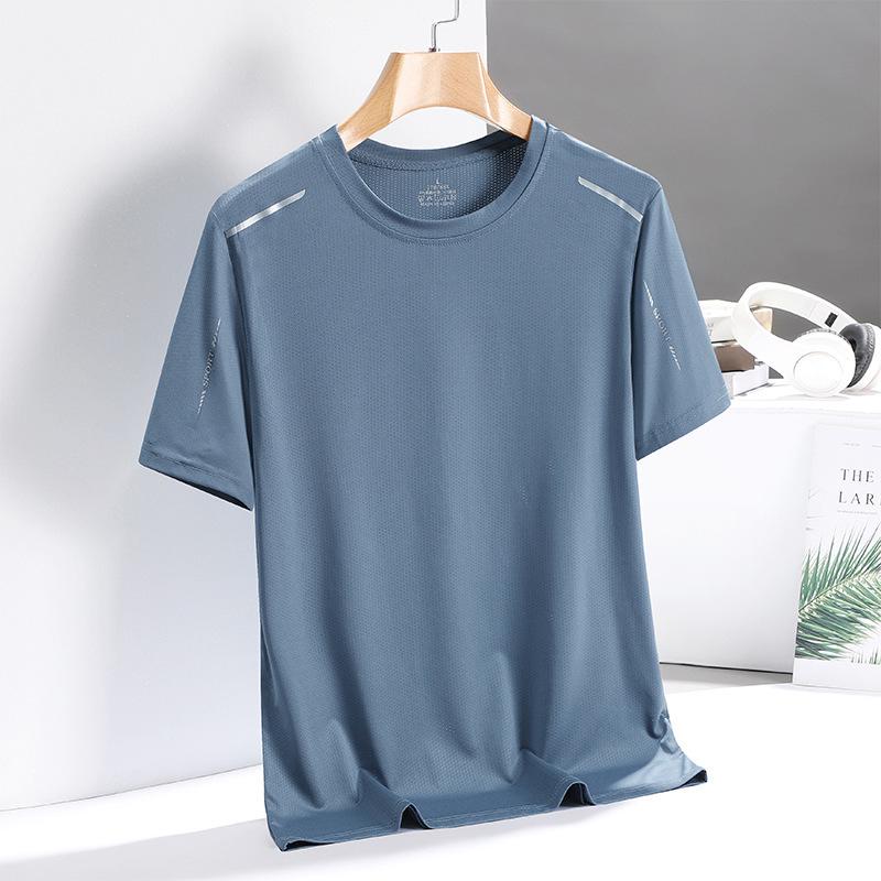 Men's Quick-Dry Ice Silk Short Sleeve T-Shirt - Unisex Trendy Athletic Apparel for Dad, Round Neck