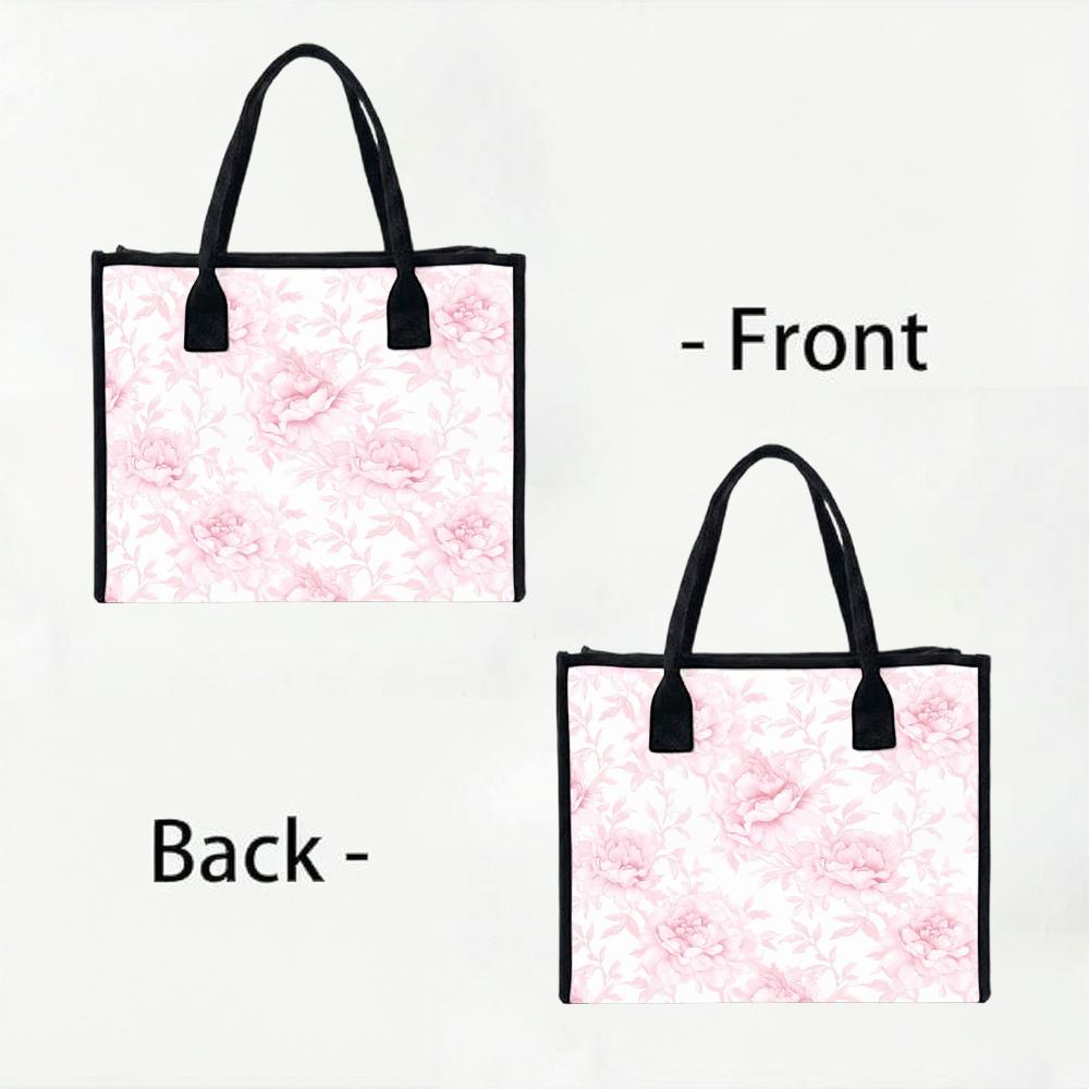 Elegant Pink Floral Tote Bag for Women Casual Lightweight Shopping Handbag for Daily Use